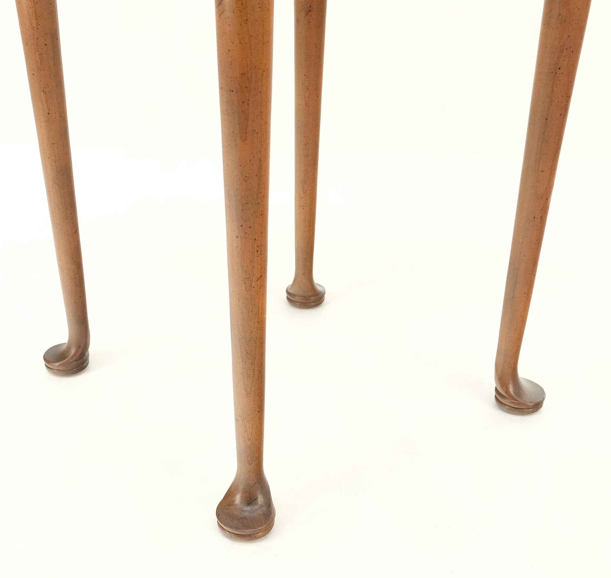 EstablishedLines Pair Walnut Baker Demilune Flip Top Round End Side Console Occasional Table MINT