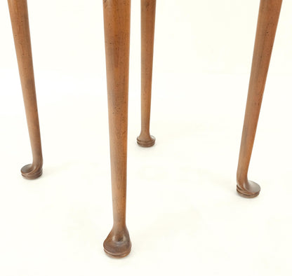 EstablishedLines Pair Walnut Baker Demilune Flip Top Round End Side Console Occasional Table MINT