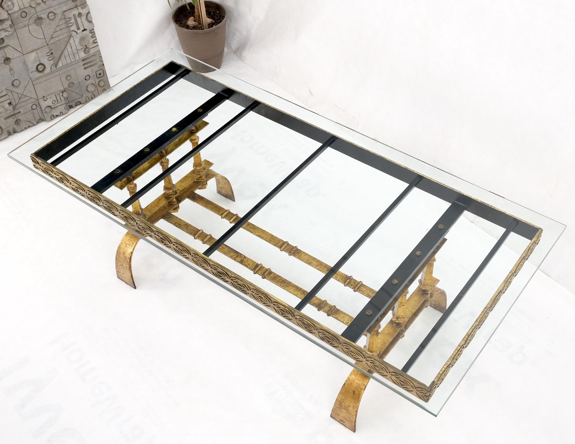 EstablishedLines Heavy Gold Gilt Metal Base Large Rectangle Dining Table Hollywood Regency Mint!