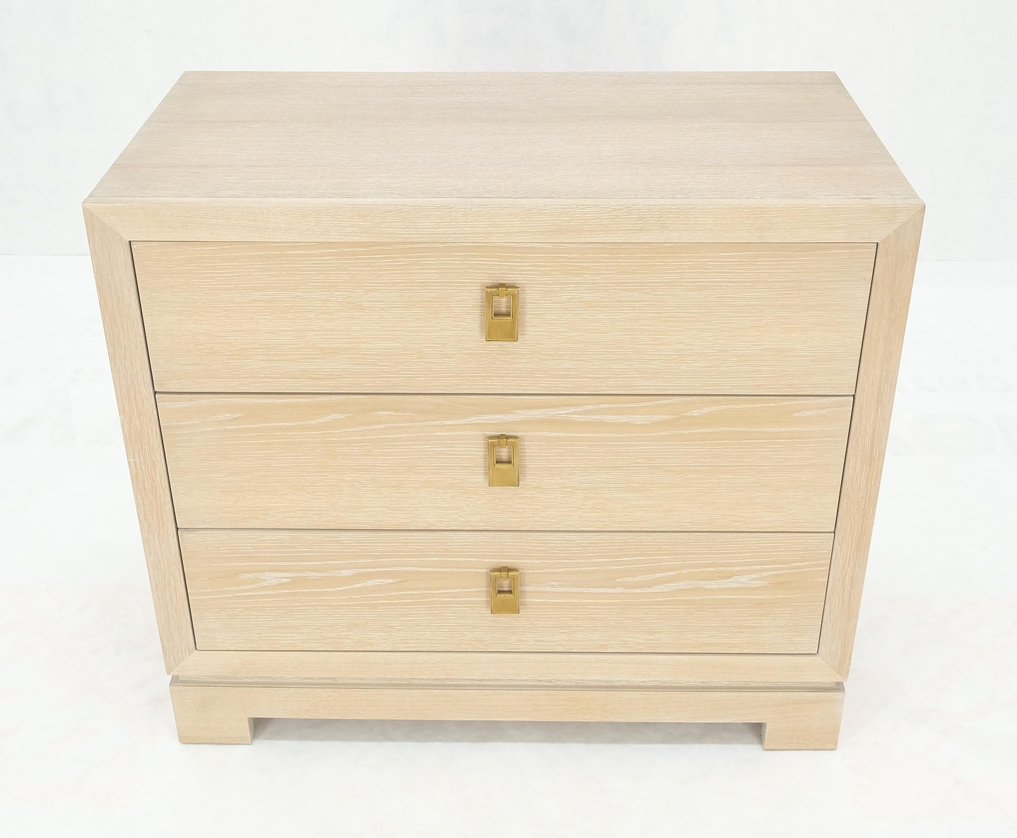 EstablishedLines Three Drawers Brass Drop Pulls Hardware Cerused Oak Bachelor Chest Dresser MINT!