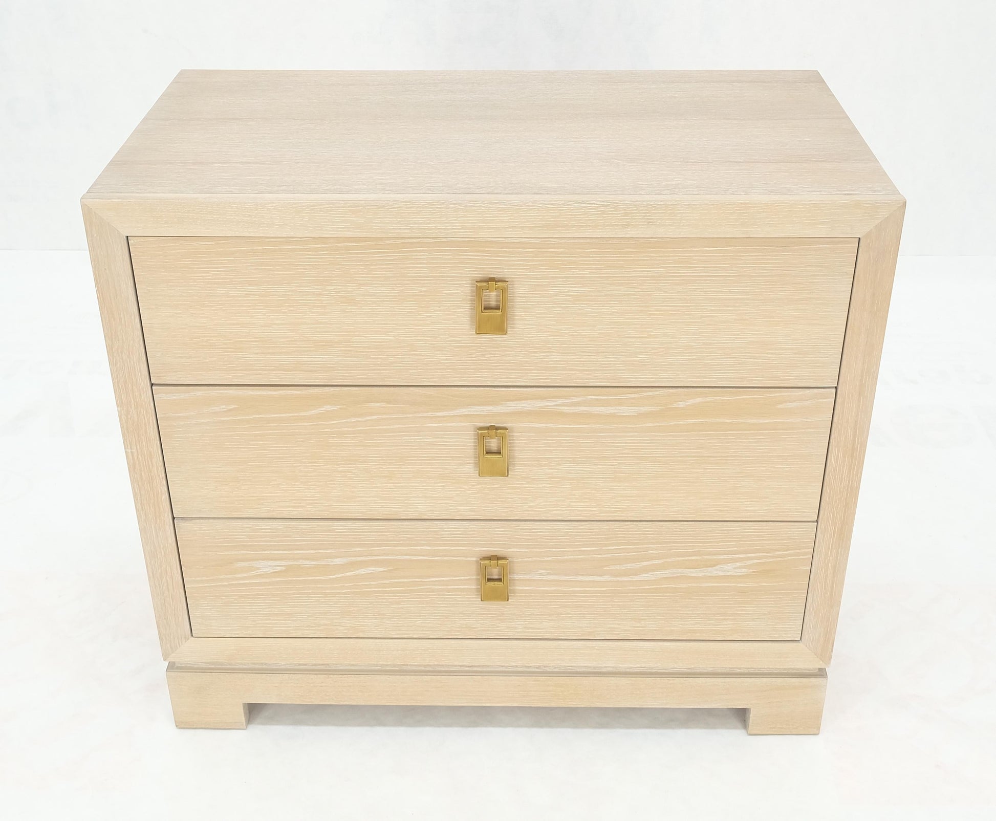 EstablishedLines Three Drawers Brass Drop Pulls Hardware Cerused Oak Bachelor Chest Dresser MINT!