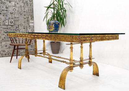 EstablishedLines Heavy Gold Gilt Metal Base Large Rectangle Dining Table Hollywood Regency Mint!
