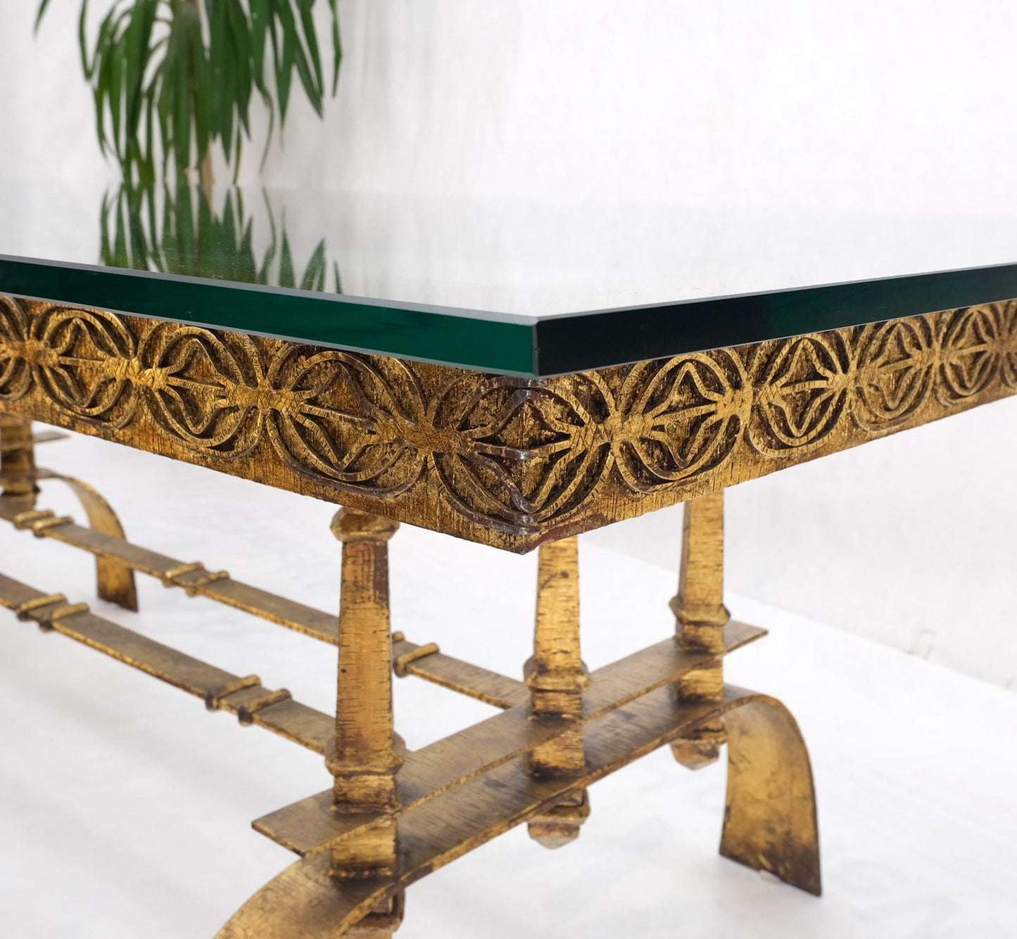 EstablishedLines Heavy Gold Gilt Metal Base Large Rectangle Dining Table Hollywood Regency Mint!