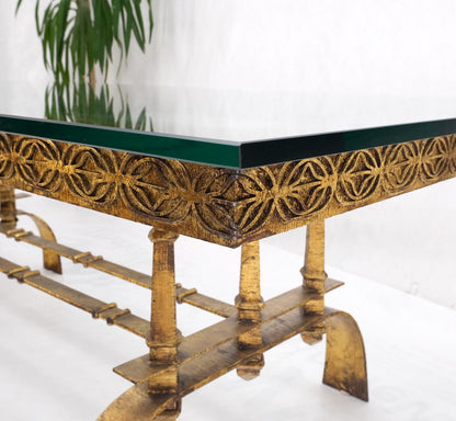 EstablishedLines Heavy Gold Gilt Metal Base Large Rectangle Dining Table Hollywood Regency Mint!