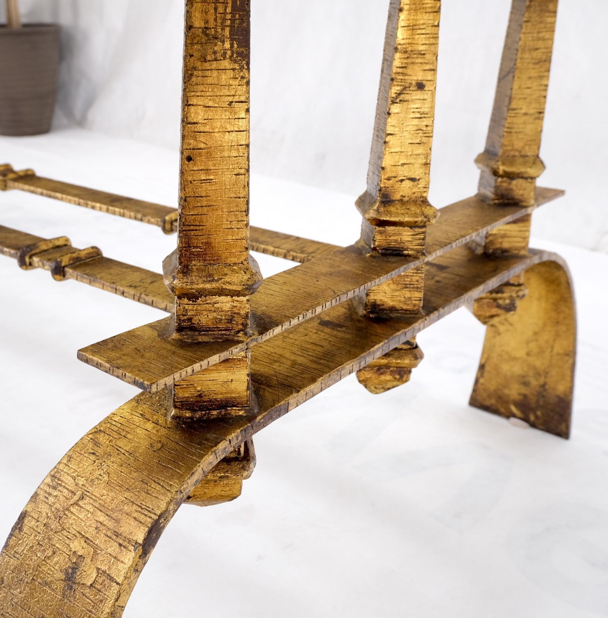 EstablishedLines Heavy Gold Gilt Metal Base Large Rectangle Dining Table Hollywood Regency Mint!
