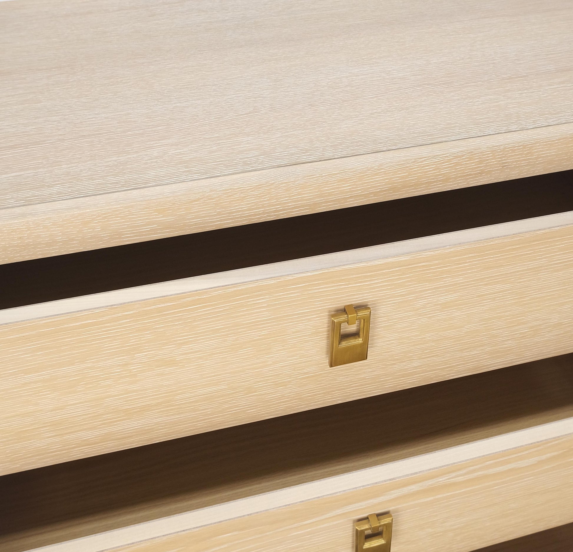 EstablishedLines Three Drawers Brass Drop Pulls Hardware Cerused Oak Bachelor Chest Dresser MINT!