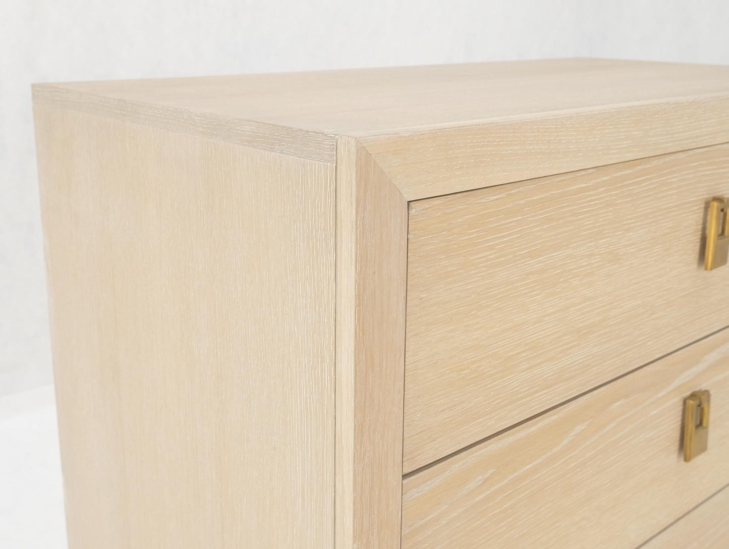 EstablishedLines Three Drawers Brass Drop Pulls Hardware Cerused Oak Bachelor Chest Dresser MINT!