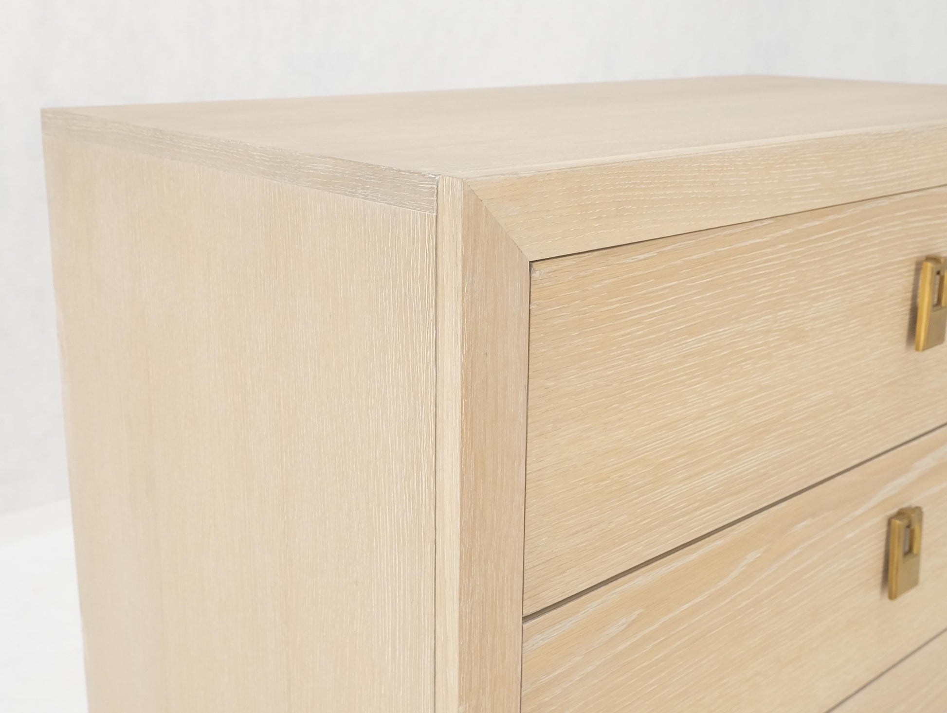 EstablishedLines Three Drawers Brass Drop Pulls Hardware Cerused Oak Bachelor Chest Dresser MINT!
