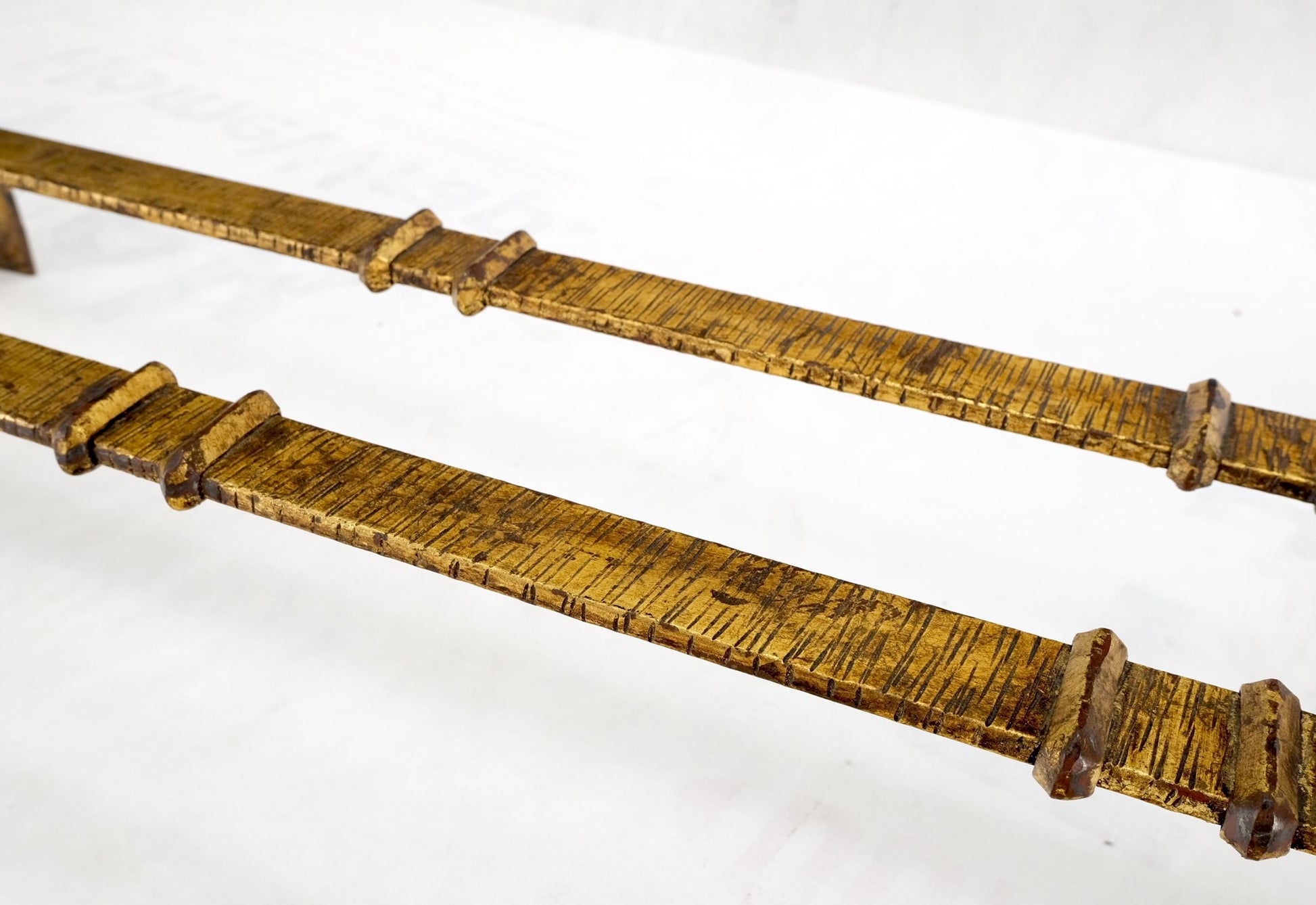 EstablishedLines Heavy Gold Gilt Metal Base Large Rectangle Dining Table Hollywood Regency Mint!