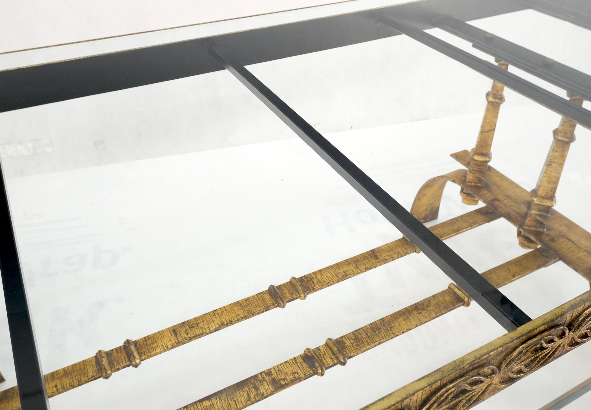 EstablishedLines Heavy Gold Gilt Metal Base Large Rectangle Dining Table Hollywood Regency Mint!