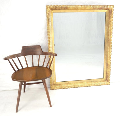 EstablishedLines Scallop Edge 40x50 Carved & Gold Gilt Rectangle Frame c1940s Wall Mirror MInt!