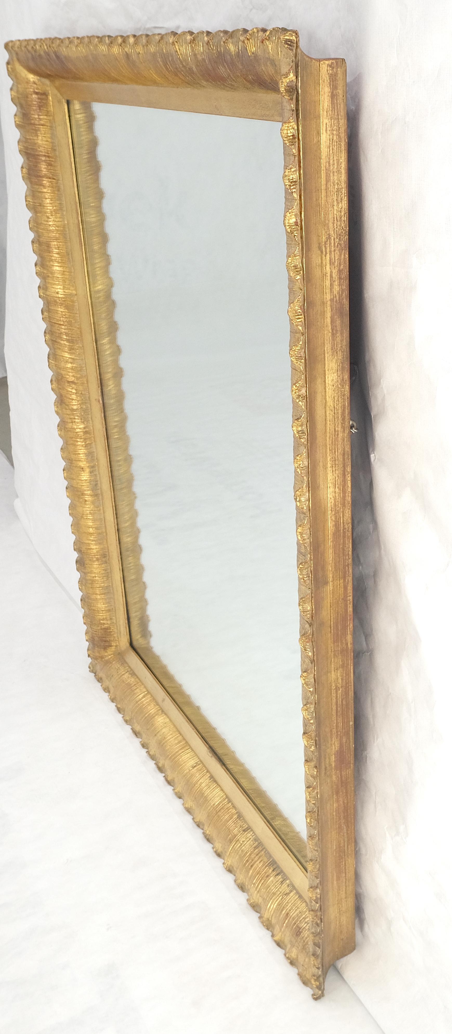 EstablishedLines Scallop Edge 40x50 Carved & Gold Gilt Rectangle Frame c1940s Wall Mirror MInt!