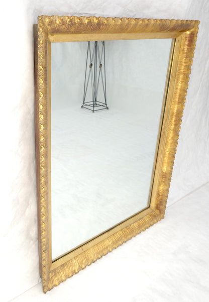 EstablishedLines Scallop Edge 40x50 Carved & Gold Gilt Rectangle Frame c1940s Wall Mirror MInt!
