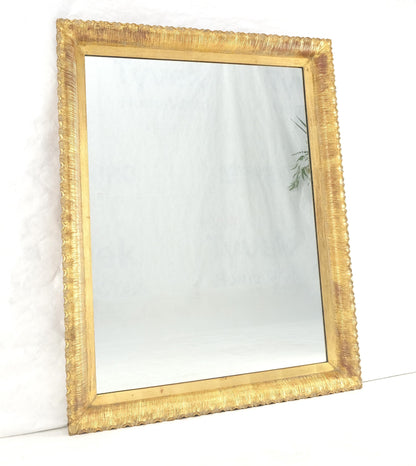 EstablishedLines Scallop Edge 40x50 Carved & Gold Gilt Rectangle Frame c1940s Wall Mirror MInt!