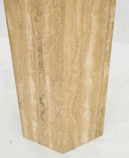 Italian MCM Travertine Hexagon Base Round Glass Top Dining Dinette Table Mint!