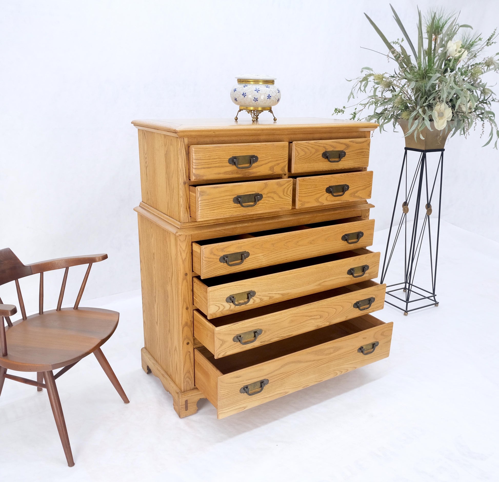 Solid Chestnut 8 Drawers High Chest Dresser Phenomenal Craftsmanship MINT!