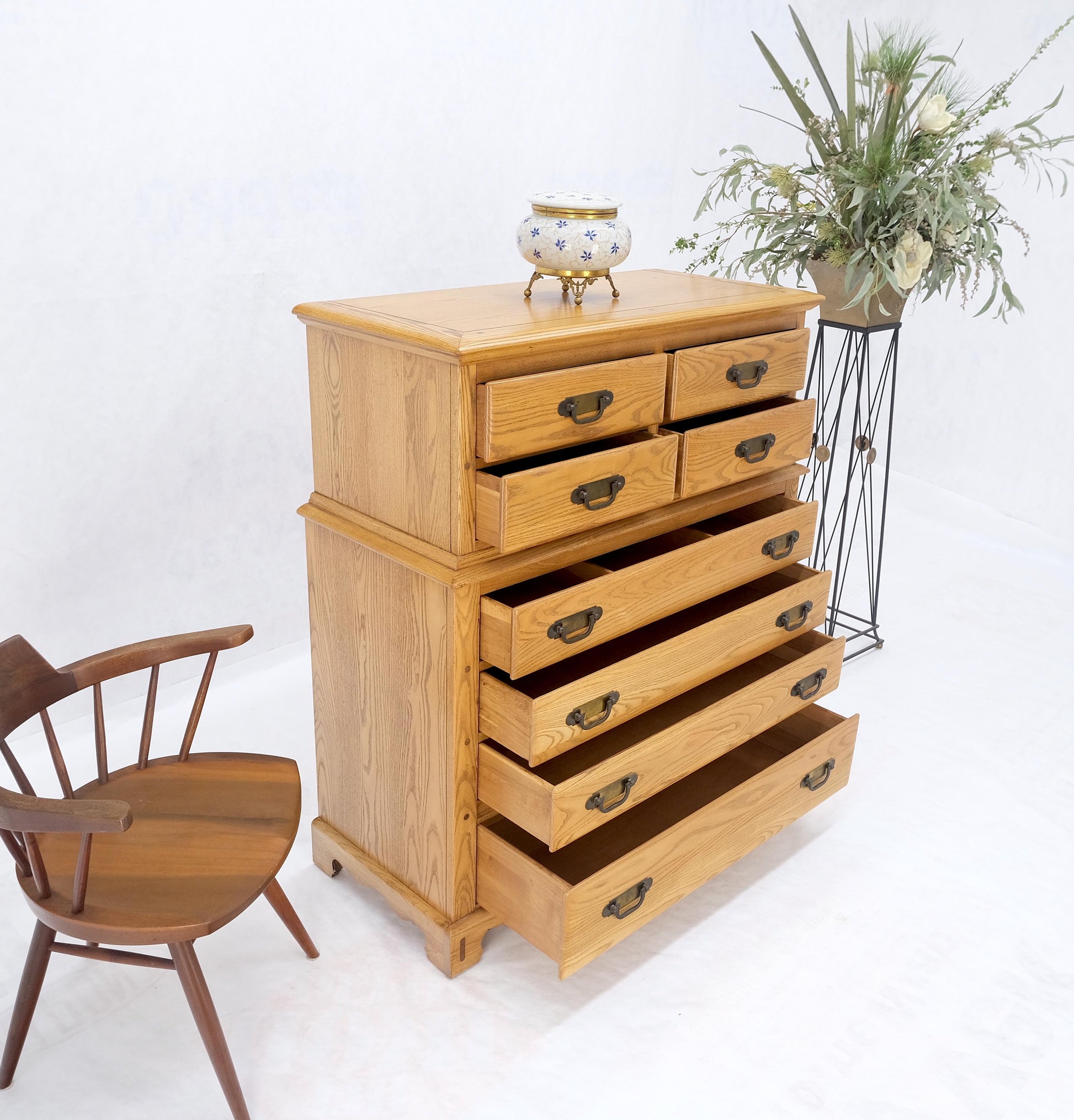 Solid Chestnut 8 Drawers High Chest Dresser Phenomenal Craftsmanship MINT!