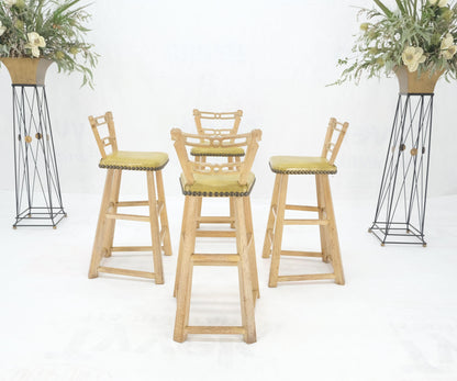 EstablishedLines Set of 4 Arts & Crafts Style Horse Head Carving Motif Bar Stools Chairs