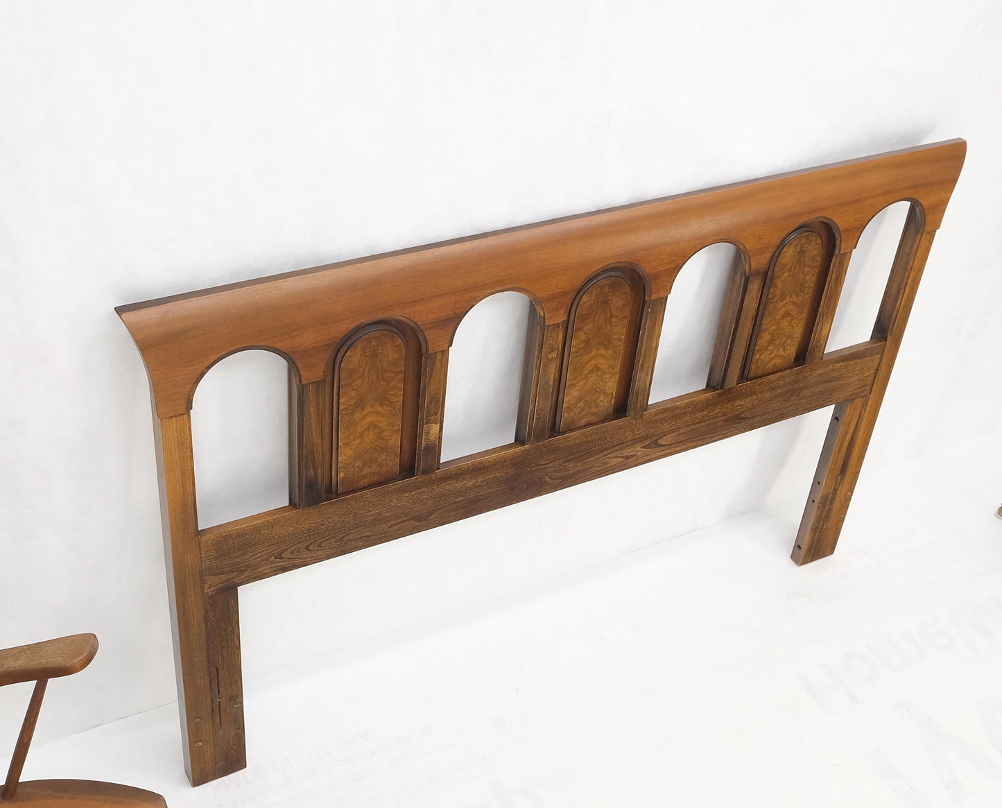 Burl & Walnut Mid Century Modern Queen Head Board Bed Mint