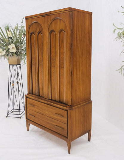 Walnut Mid-Century Modern Highboy Chest Dresser Double Door Compartment