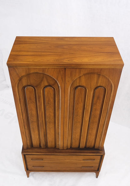 Walnut Mid-Century Modern Highboy Chest Dresser Double Door Compartment