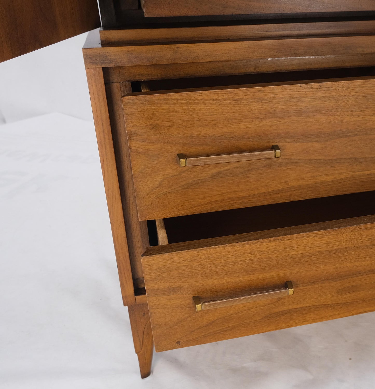 Walnut Mid-Century Modern Highboy Chest Dresser Double Door Compartment