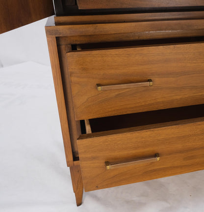 Walnut Mid-Century Modern Highboy Chest Dresser Double Door Compartment