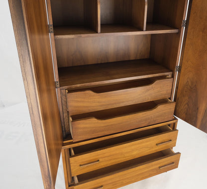 Walnut Mid-Century Modern Highboy Chest Dresser Double Door Compartment