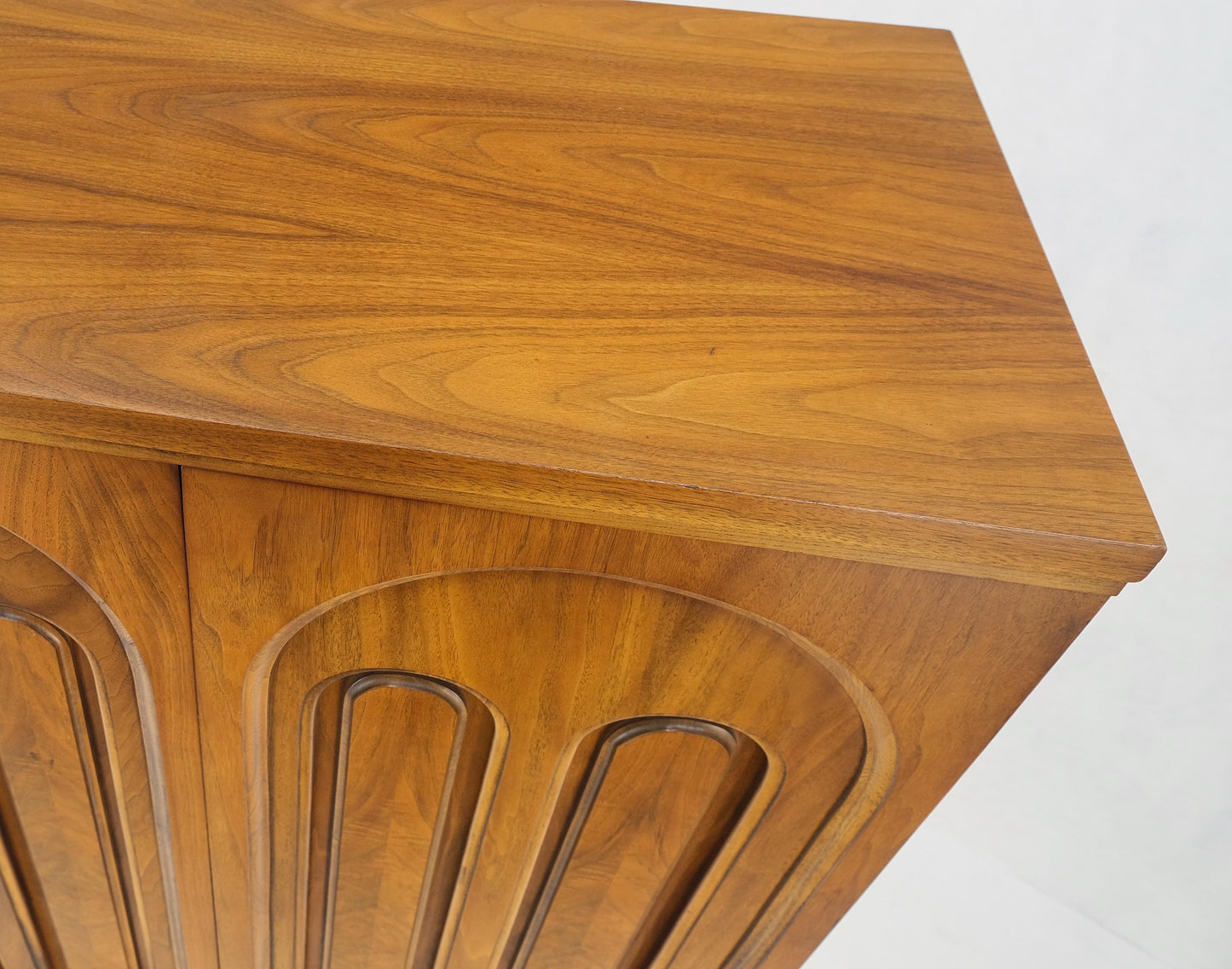 Walnut Mid-Century Modern Highboy Chest Dresser Double Door Compartment
