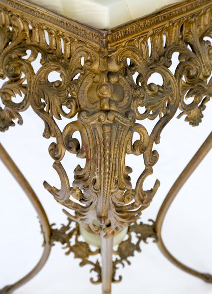 EstablishedLines Onyx Top Ornate Gilt Brass Base Lamp Table Stand Pedestal