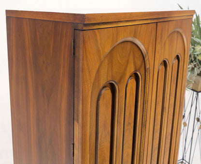 Walnut Mid-Century Modern Highboy Chest Dresser Double Door Compartment