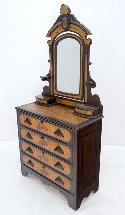 Victorian Painted Bedroom Dresser Mirror King Bed Headboard Rocking Chair Set