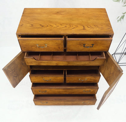 Henredon Mid-Century Modern Campaign Style Highboy Dresser Chest Double Door