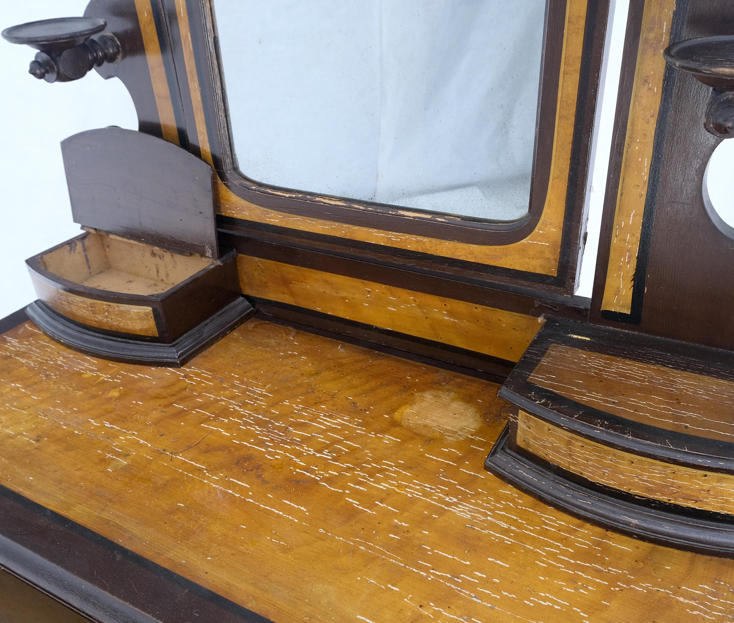 Victorian Painted Bedroom Dresser Mirror King Bed Headboard Rocking Chair Set