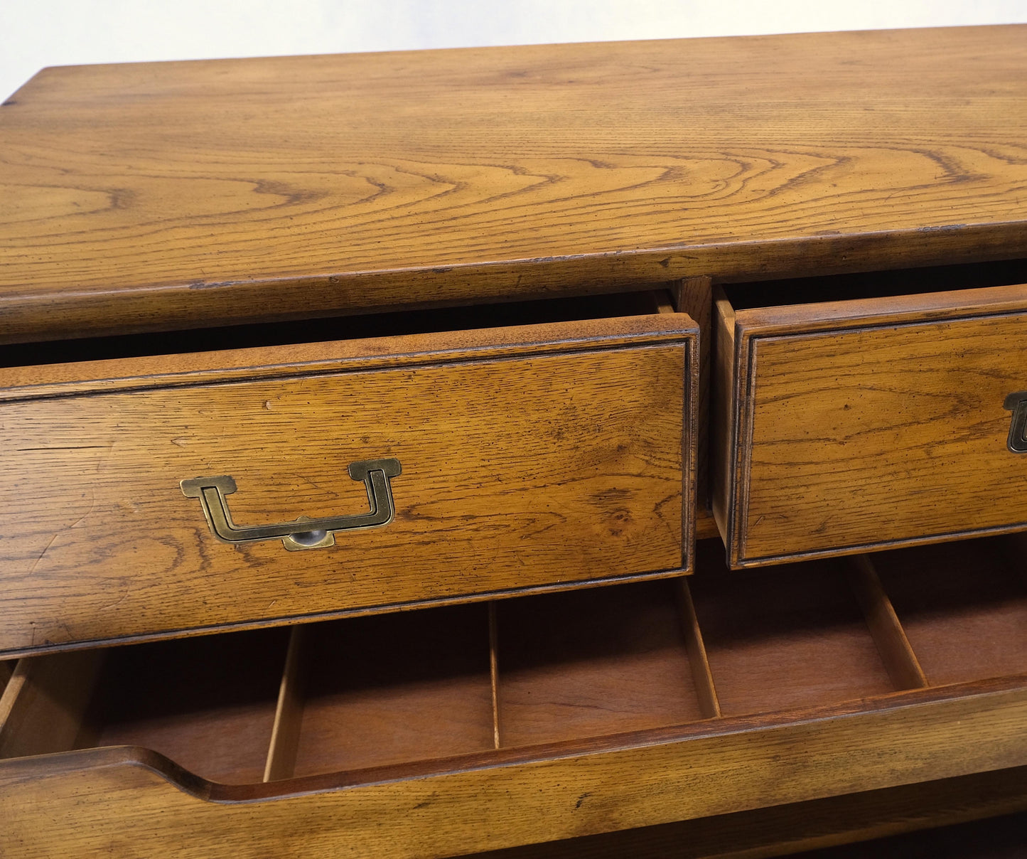 Henredon Mid-Century Modern Campaign Style Highboy Dresser Chest Double Door