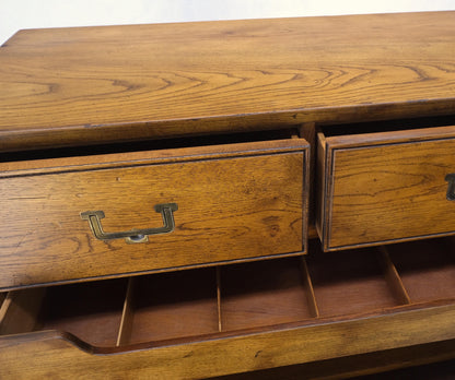 Henredon Mid-Century Modern Campaign Style Highboy Dresser Chest Double Door