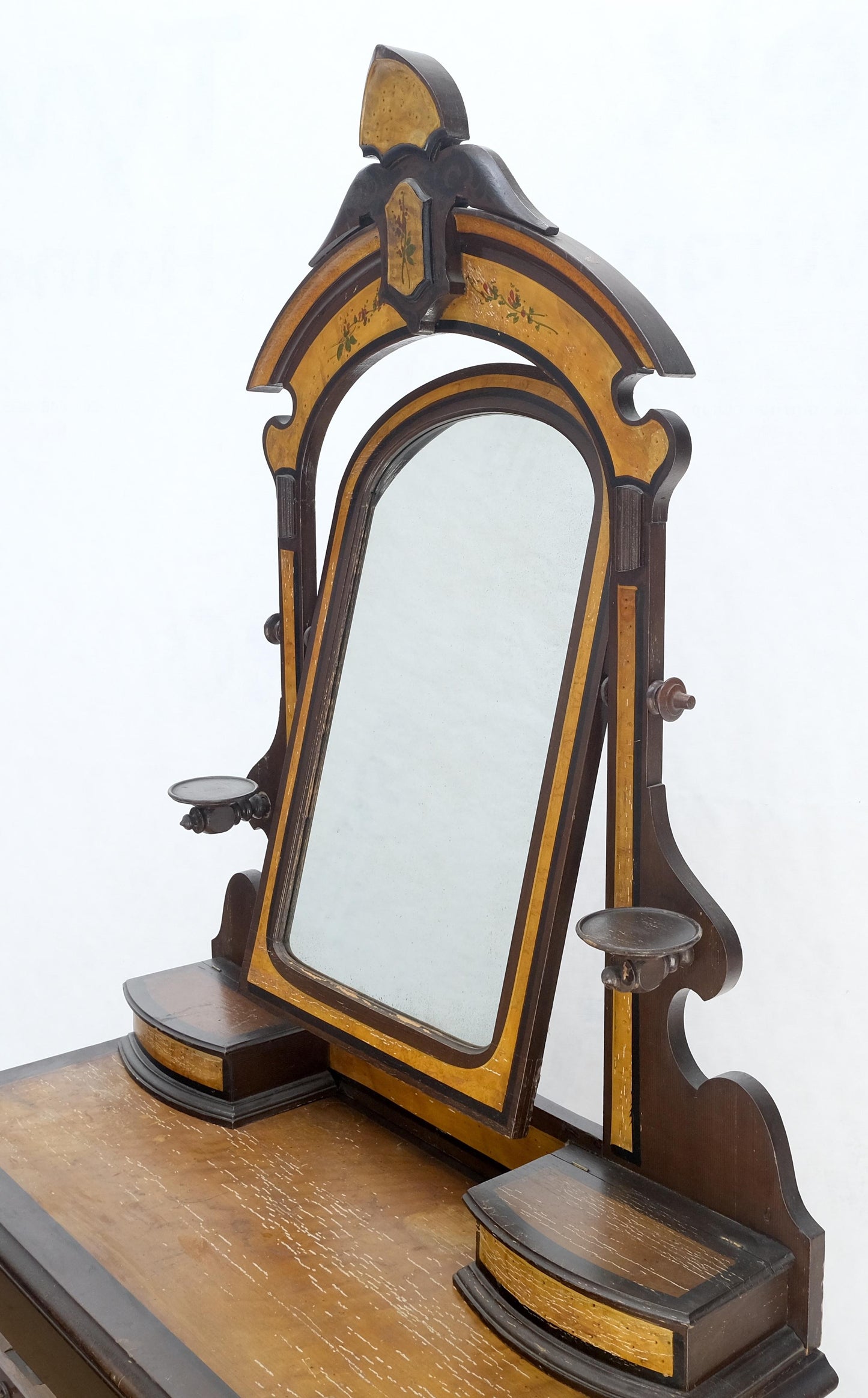 Victorian Painted Bedroom Dresser Mirror King Bed Headboard Rocking Chair Set