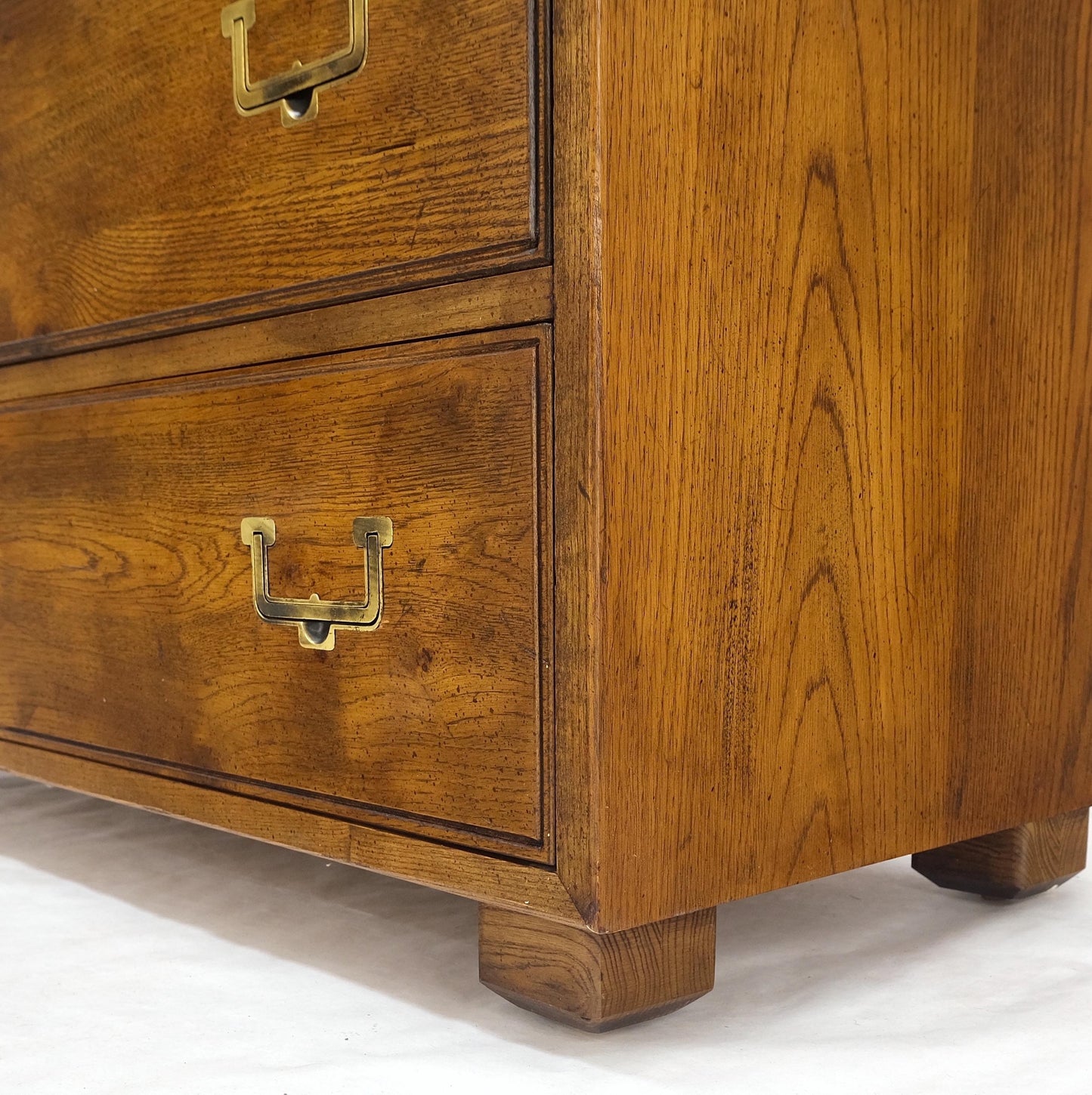 Henredon Mid-Century Modern Campaign Style Highboy Dresser Chest Double Door