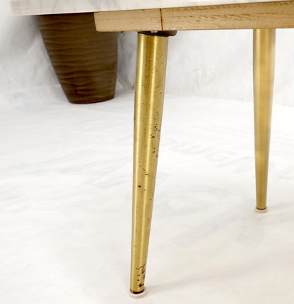 EstablishedLines White Oval Carrara Marble Top Italian Mid-Century Modern Coffee Table Brass Legs