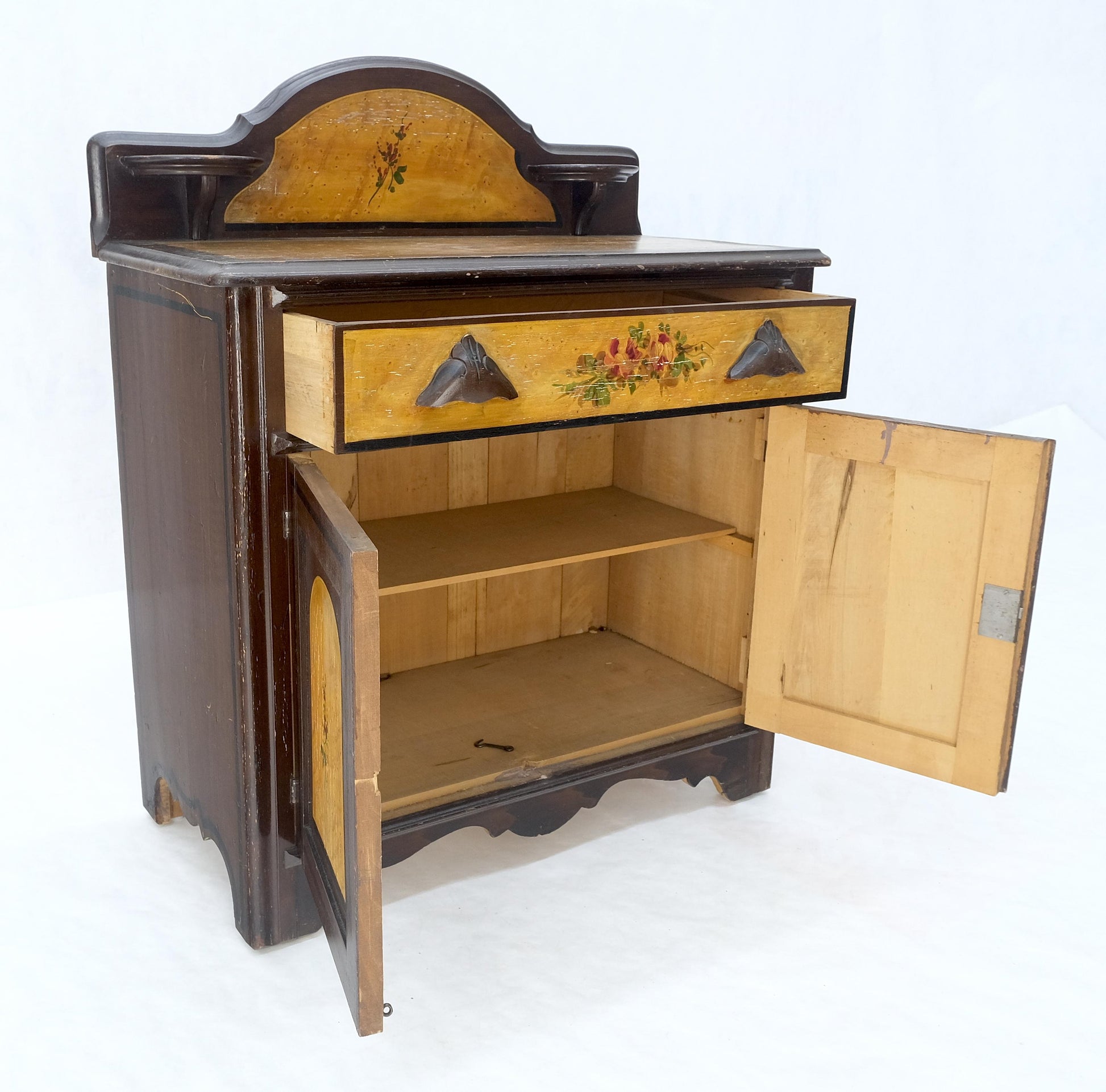EstablishedLines Victorian Painted Bedroom Dresser Mirror King Bed Headboard Rocking Chair Set