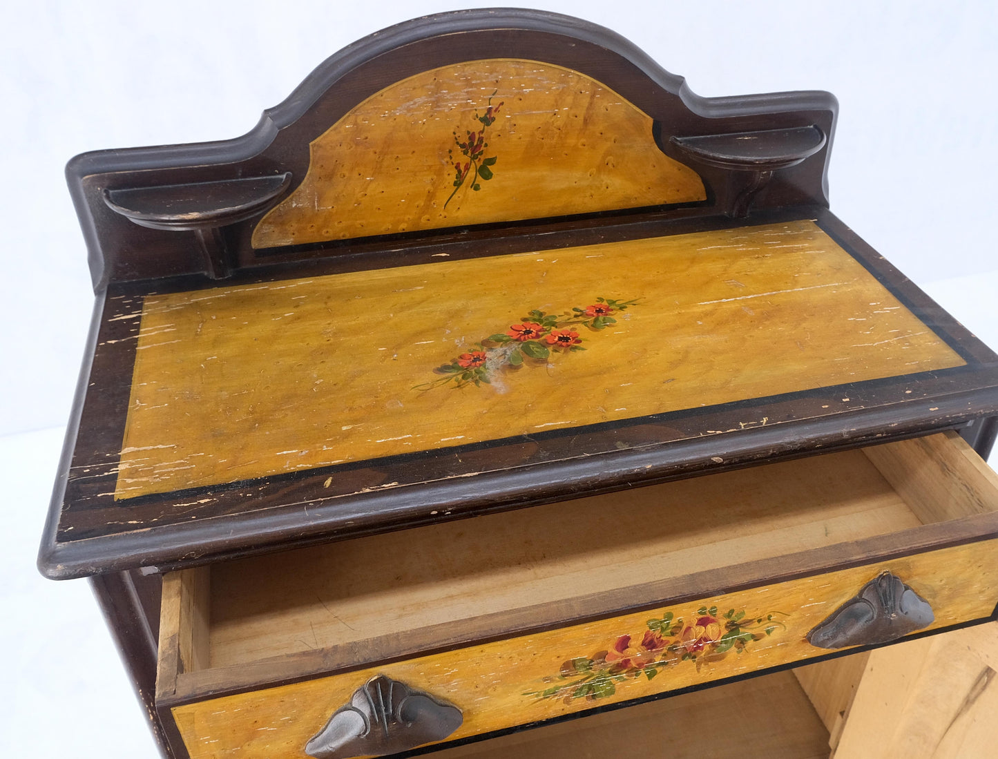 Victorian Painted Bedroom Dresser Mirror King Bed Headboard Rocking Chair Set