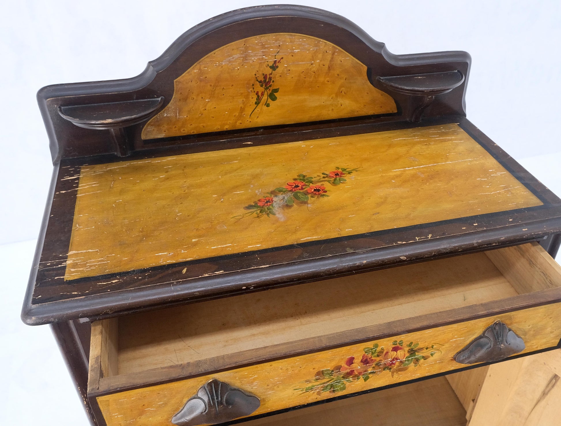 EstablishedLines Victorian Painted Bedroom Dresser Mirror King Bed Headboard Rocking Chair Set