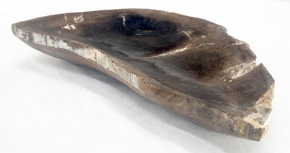 EstablishedLines Organic Liver Shape Black & Tan Petrified Wood Tray Bowl Dish Plate Ashtray MINT
