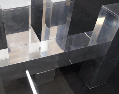 EstablishedLines Cityscape Aluminum Base Lucite Rectangle Top Rounded Corners Coffee Table