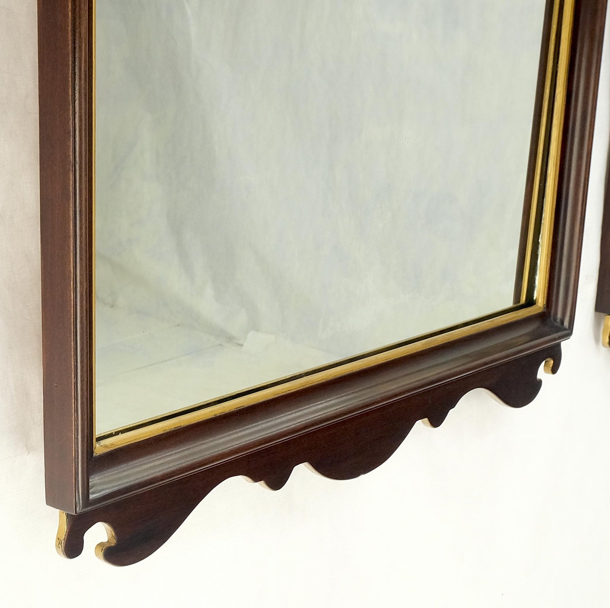 EstablishedLines Pair of Neoclassical Chippendale Carved Gold Gilt Mahogany Wall Mirrors MINT!