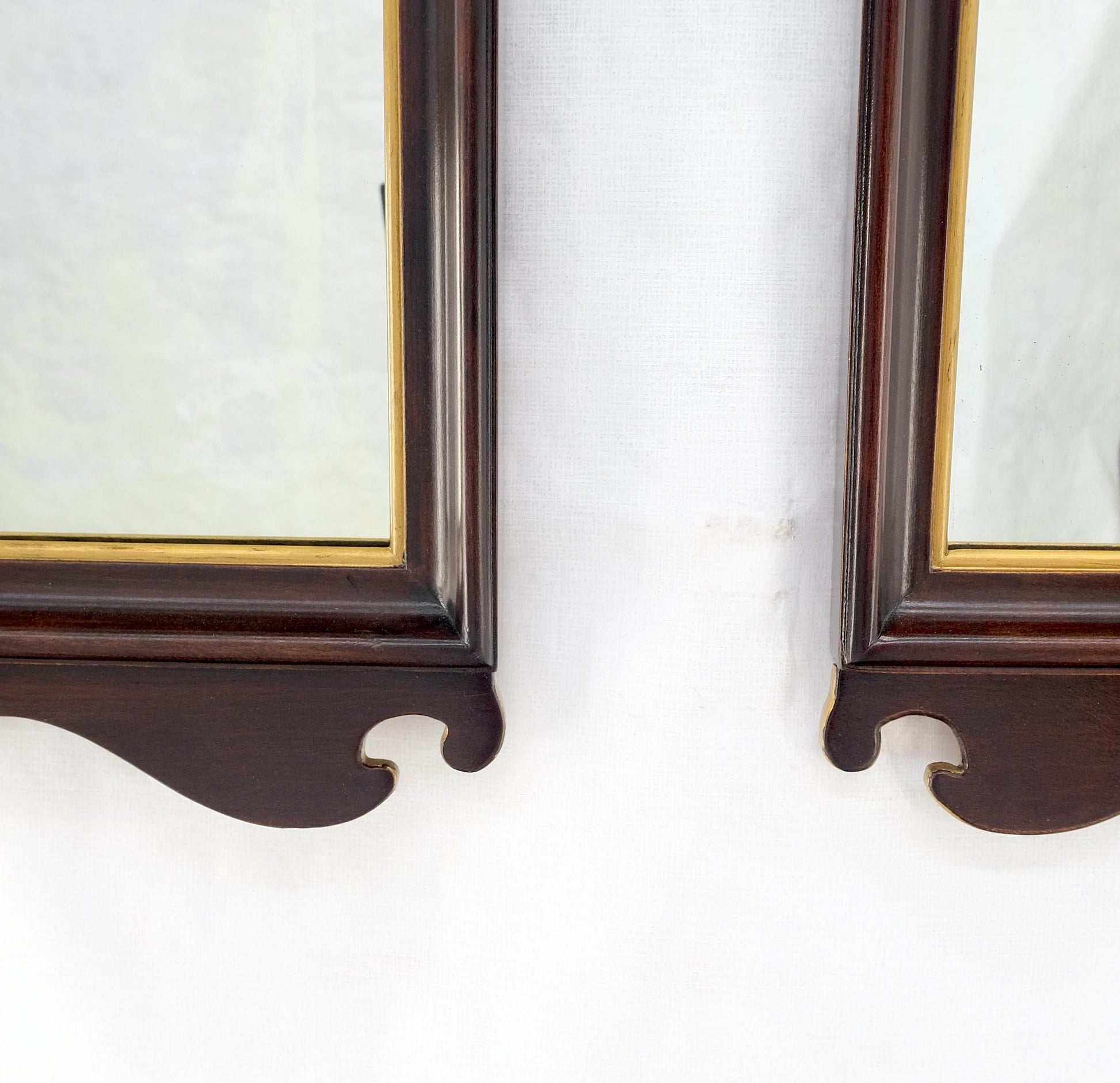 EstablishedLines Pair of Neoclassical Chippendale Carved Gold Gilt Mahogany Wall Mirrors MINT!