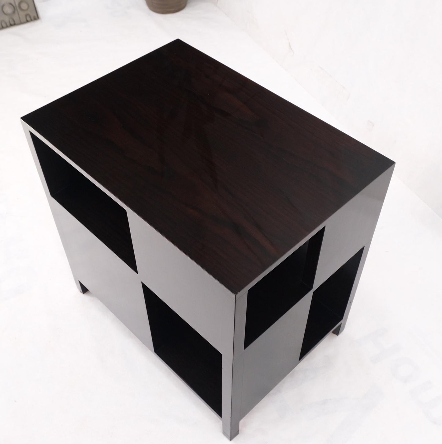 EstablishedLines Dunbar Mid-Century Ebonised Walnut Checker Pattern Side End Table Stand Mint!