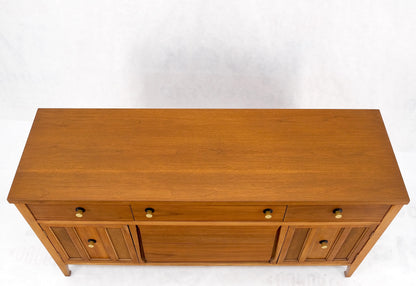American Walnut Dresser Credenza 4 Drawers Two Door Compartment Brass Pulls MINT