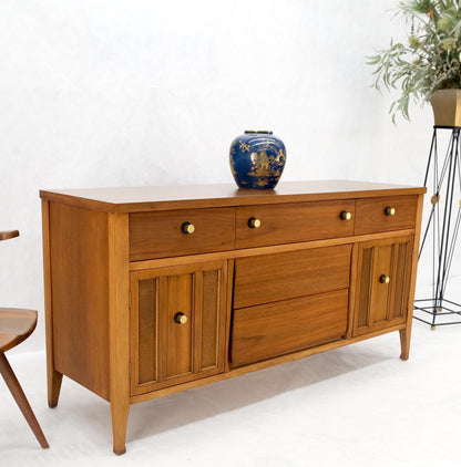 American Walnut Dresser Credenza 4 Drawers Two Door Compartment Brass Pulls MINT