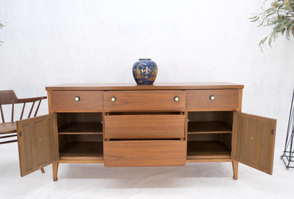 American Walnut Dresser Credenza 4 Drawers Two Door Compartment Brass Pulls MINT